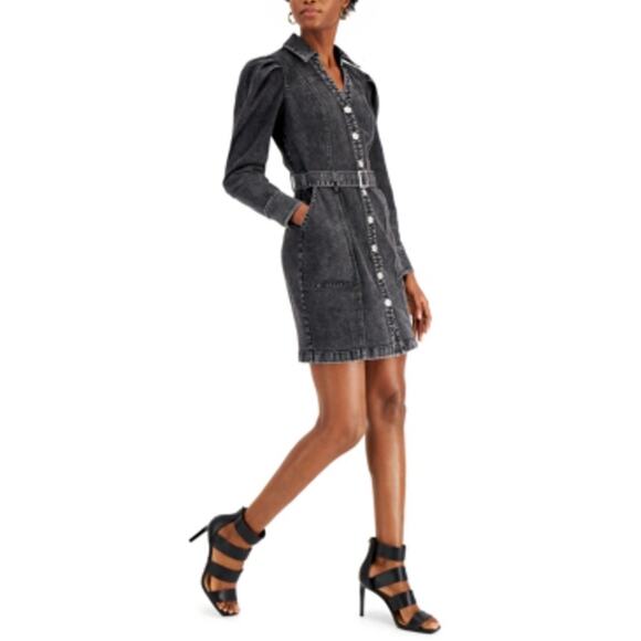 INC International Concepts Black Denim Long Sleeve Dress Women’s Size 10 NWT - Picture 1 of 9